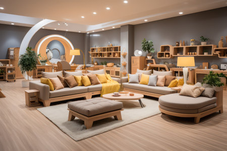 3d rendering of a living room interior design in a modern houseの素材