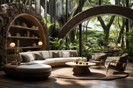 Interior design of modern living room, 3d render image.の素材