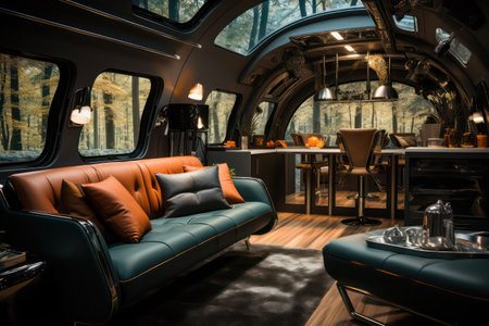 Interior of a restaurant in the mountains. Modern interior design.の素材