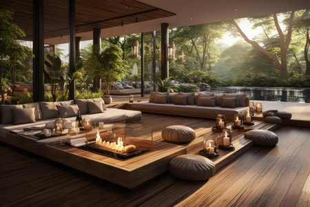 Interior of modern living room with sofa and coffee table. 3d renderingの素材
