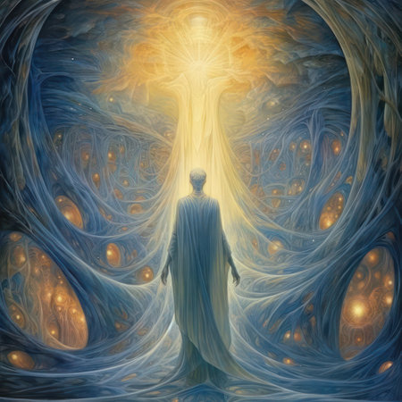 Mystical image of a woman in the rays of light.の素材