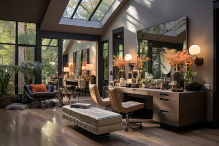 luxury living room interior design. 3D rendering.の素材
