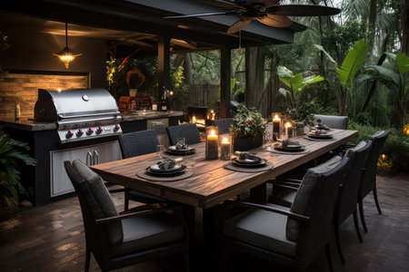 Interior of a restaurant in the tropics. Luxury interior designの素材