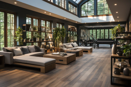 Interior of a modern living room with sofa and sofaの素材