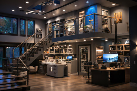 Interior of a modern furniture store. Furniture store. 3d renderingの素材