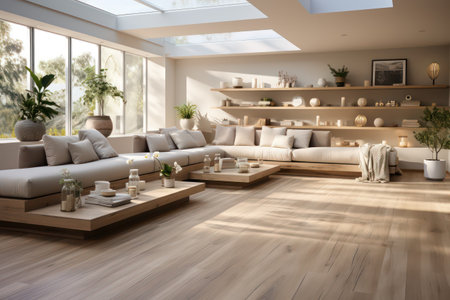 Interior of modern living room with sofa and coffee table. 3d renderingの素材