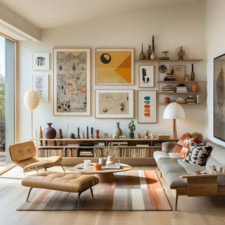 Interior of modern living room with beige sofa and coffee tableの素材
