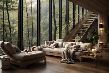 modern bright interiors living room 3D rendering illustration computer generated imageの素材