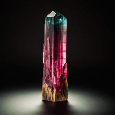 Fluorite gemstone on black background. 3d illustrationの素材