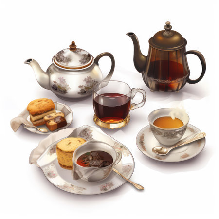 Tea set on a white background. Vector illustration. Eps 10.の素材
