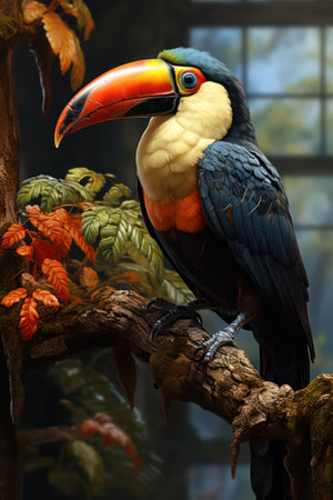 Toucan sitting on a tree branch in the zoo. Animalの素材
