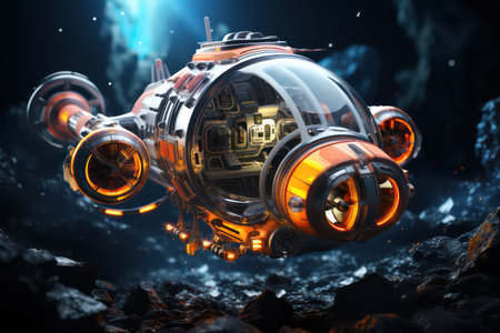 Astronaut in space. Science fiction art. 3D renderingの素材