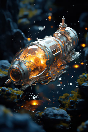 Astronaut in space. Science fiction art. 3D renderingの素材