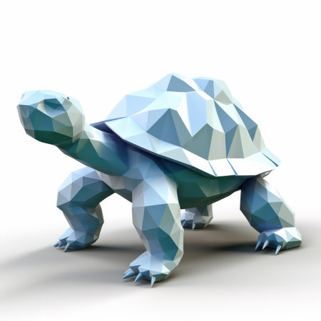 Low poly turtle isolated on a white background. 3d render.の素材
