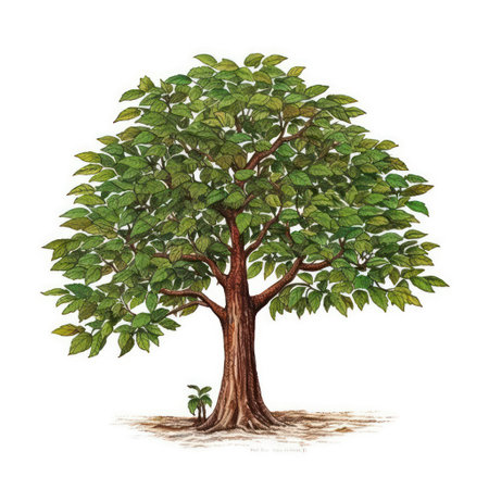 Tree isolated on white background. Hand drawn vector illustration for your designの素材