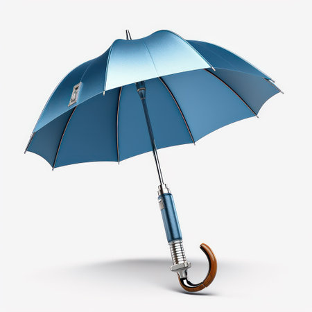 Blue umbrella with an injection on a white background. 3d illustrationの素材