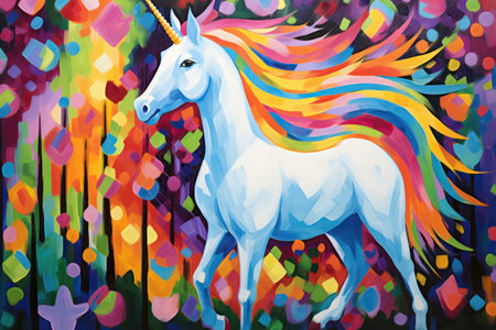 Unicorn on colorful background. Vector illustration for your design.の素材