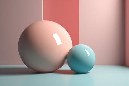 3d rendering of a pink and blue sphere on a pink backgroundの素材