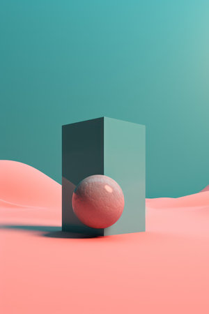 Minimalist abstract background, primitive geometrical figures, pastel colors, 3D render.の素材
