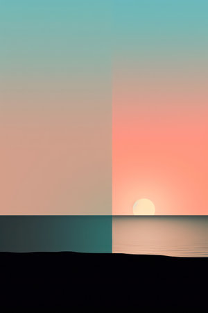 Beautiful sunset over the sea. Vector illustration. Gradient.の素材