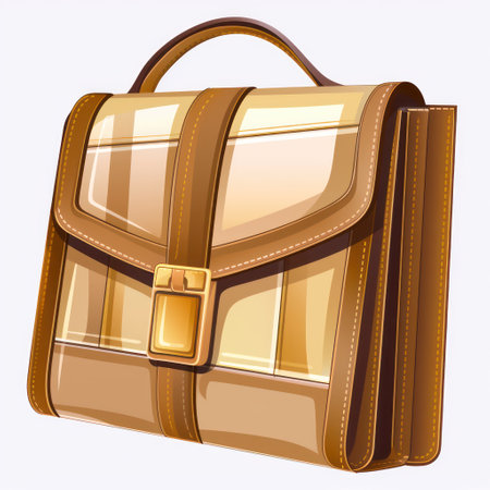 Illustration of a brown leather briefcase isolated on a white backgroundの素材