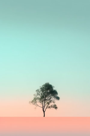 Tree in the sunset. 3D rendering, 3D illustration.の素材