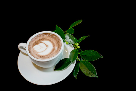 Coffee cup on black background.の写真素材