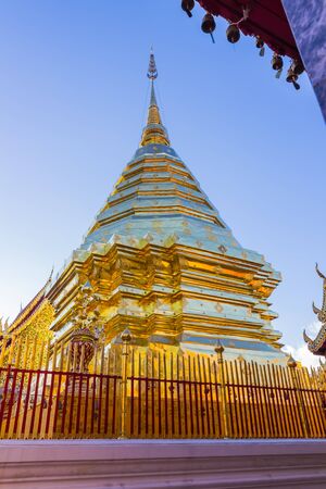 Buddhist Temple of Wat Phrathat Doi Suthep in Chiang Mai, Thailandの写真素材