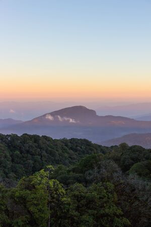 Sunset at Doi Intanon National Park VIew, Thailandの写真素材