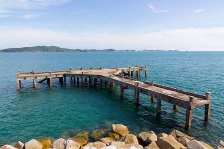 old haber Laem Ya Pier at Kao Laem Ya-Moo Koh Samed National Park ,Thailand.の写真素材