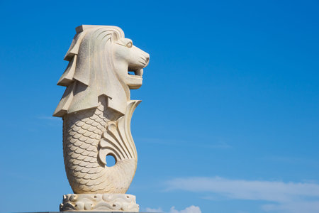 sculpture lion fish on beach in thailandのeditorial素材