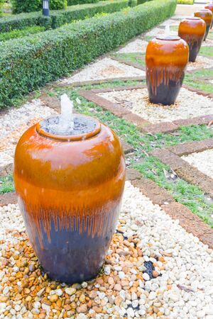 Fountain in garden Ceramic jar の写真素材