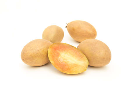 Tropical fruit - Chiku isolated on white backgroundの写真素材