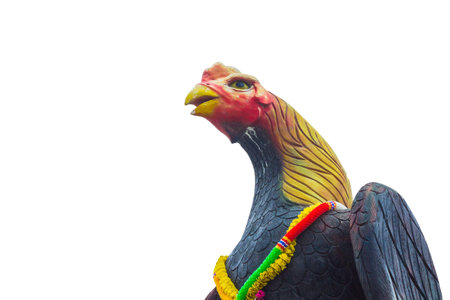 Rooster Statue Basket on White の写真素材