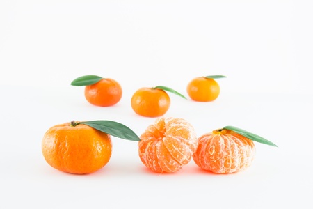 Mandarin orange, Citrus reticulata isolated on white backgroundの写真素材