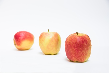 juicy red apple on a white backgroundの写真素材
