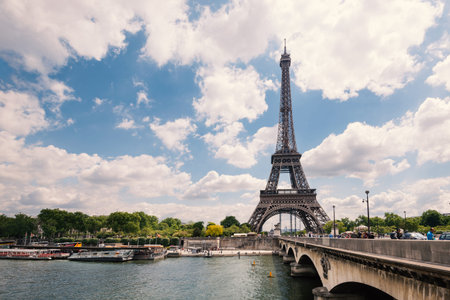 PARIS, FRANCE - MAY 14, 2014  Eiffel Tower and Senna river  