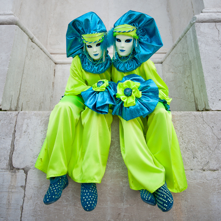 Carnival of Venice, beautiful masks at St  George island の写真素材