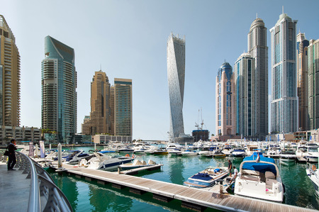 DUBAI, UAE - MARCH 27, 2014  A skyline panoramic view of Dubai Marina  のeditorial素材