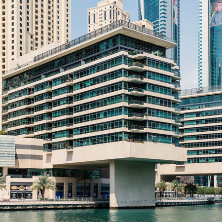 DUBAI, UAE - MARCH 27, 2014  A residential building of Dubai Marina  のeditorial素材