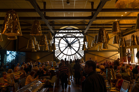 PARIS, FRANCE - MAY 17, 2014: Visitors inthe Cafeteria of the Musee d'Orsay. Opened in 1986, it houses the largest collection of impressionist and post-impressionist masterpieces in the world.のeditorial素材