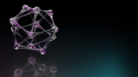 Tetrahedron with transparent plastic structure reflected on the ground.の写真素材