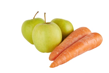 Apple and Carrot, isolated in the white の写真素材