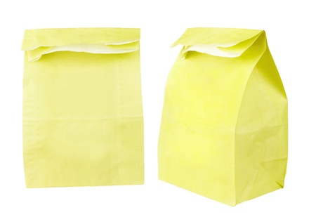 Paper bags on white background  isolated on white background の写真素材