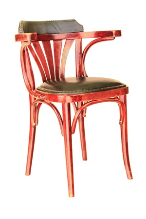 Wooden chair isolated on whiteの写真素材