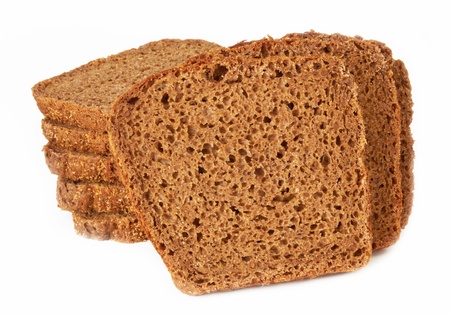 Healthy bran bread slices on white background の写真素材