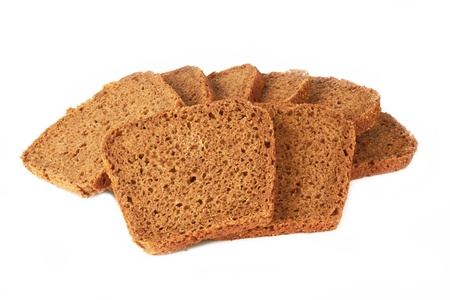 Healthy bran bread slices on white background の写真素材