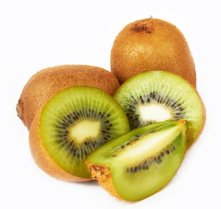kiwi fruit on white background の写真素材