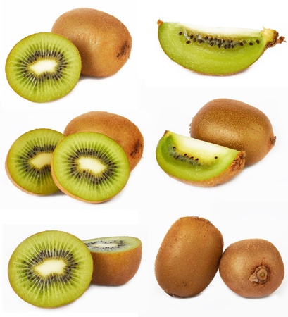 Kiwi set on a white backgroundの写真素材