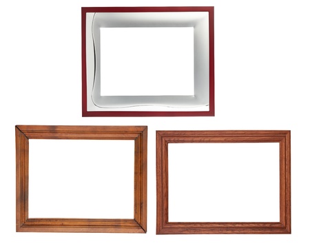 photo of wood frame for a picture, isolated on white の写真素材